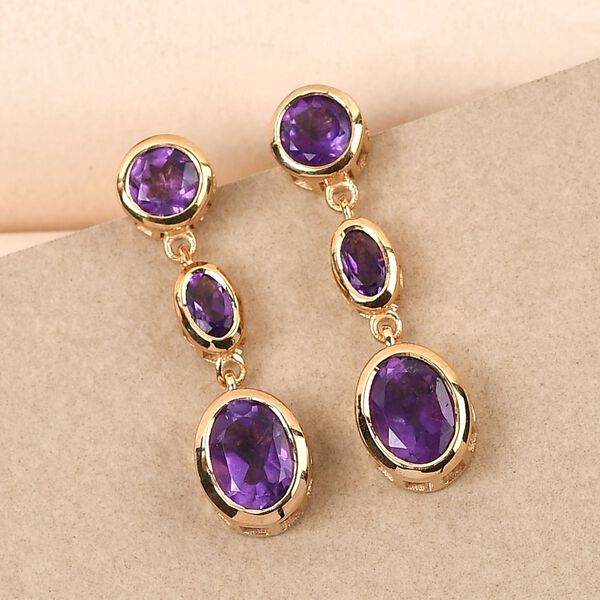 Afrikanische Amethyst-Ohrringe, 925 Silber vergoldet ca. 3,69 ct image number 2