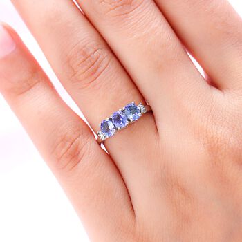 Tansanit und Diamant Ring - 1.06 ct.