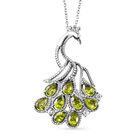 Natürliche Peridot, weißer Zirkon Anhänger mit Kette, Edelstahl, ca. 4.31 ct