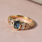 London Blau Topas und Zirkon Ring 925 Silber vergoldet  ca. 0,98 ct image number 1