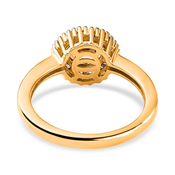 AAA Turkizit und wei&szlig;er Diamant-Ring, 925 Silber Gelbgold Vermeil  ca. 1,09 ct image number 6