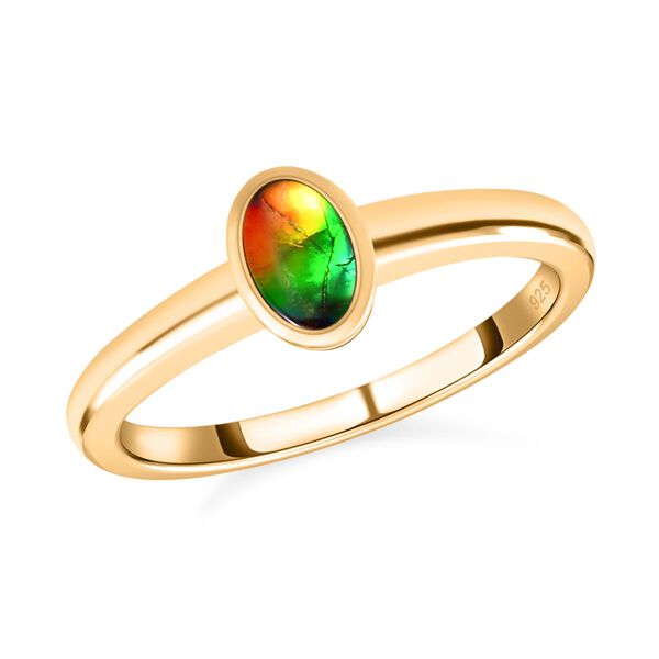 Kanadischer Ammolit-Ring, 925 Silber Gelbgold Vermeil (Größe 17.00) ca. 0,49 ct image number 4