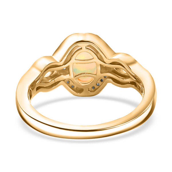 AA Nat&uuml;rlicher, &auml;thiopischer Welo Opal, Wei&szlig;er Zirkon Ring 925 Silber 750 Gelbgold Vermeil (Gr&ouml;&szlig;e 18.00) ca. 1,24 ct image number 5