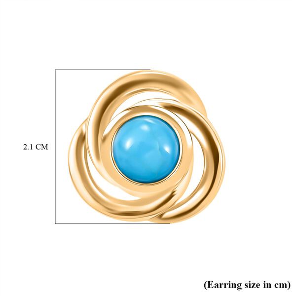 Sleeping Beauty Türkis Ohrringe, 925 Silber vergoldet - 1,07 ct. image number 6