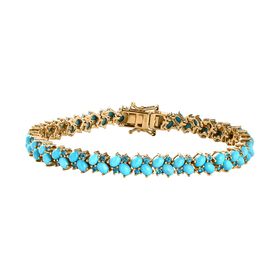 AA Sleeping Beauty Türkis, Neon Apatit Armband ca. 19 cm 925 Silber Gelbgold Vermeil ca. 11,58 ct.