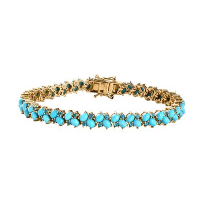 AA Sleeping Beauty T&uuml;rkis, Neon Apatit Armband ca. 19 cm 925 Silber Gelbgold Vermeil ca. 11,58 ct.