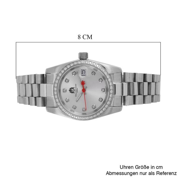 William Hunt - Moissanit-Akzentuhr, Schweizer Uhrwerk, Mineralglas und 5ATM Wasserresistenz, Edelstahl-Armband image number 10