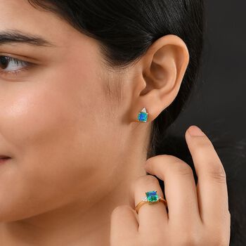 D'Joy Pfau Triplett Quarz und Zirkon Schmuckset, 925 Silber vergoldet - 6,14 ct.