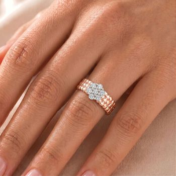 LUXURIANT SI-GH Labor Diamant Ring mit Herzmotiven, 925 Silber 750 Ros&eacute;gold Vermeil - 0,25 ct.