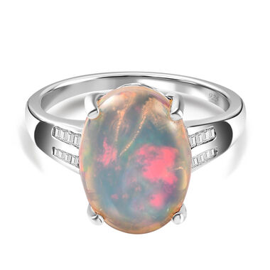 AAA natürlicher, äthiopischer Welo Opal und Diamant-Ring - 3,46 ct.