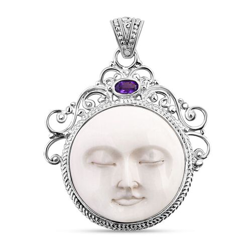 Royal Bali - Afrikanischer Amethyst und Ox Bone Anhänger, ca. 0.22 ct image number 0