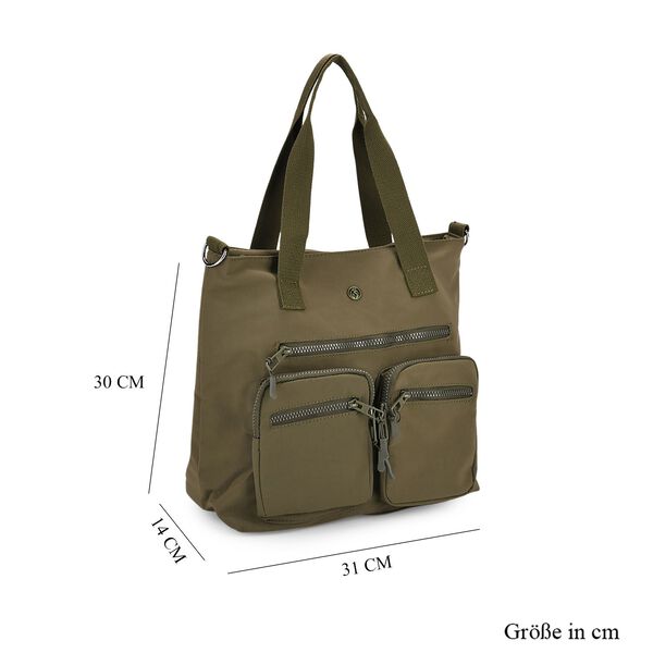 Crossbody-Schultertasche mit Mehrfachfächern, 31x30x14cm, Grün image number 8