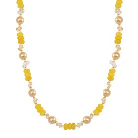 Goldene Muschelkernperle, Gelber Achat Halskette ca. 45 cm+ 5 cm Extender, Std Gelb