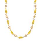 Goldene Muschelkernperle, Gelber Achat Halskette ca. 45 cm+ 5 cm Extender, Std Gelb