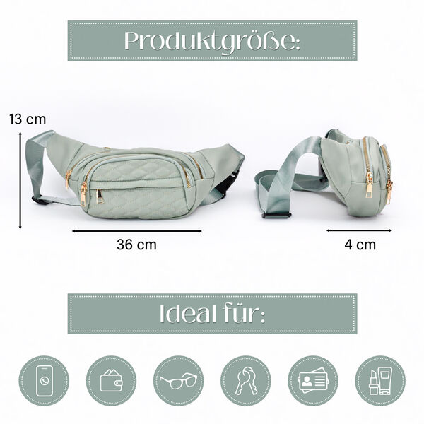 Nylon-G&uuml;rteltasche mit RFID-Schutz, 36x4x13cm, Mintgr&uuml;n image number 5