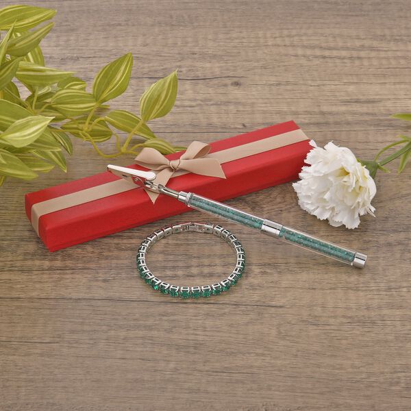 Neongrüner Kristall Schmuckset Reines Messing image number 1