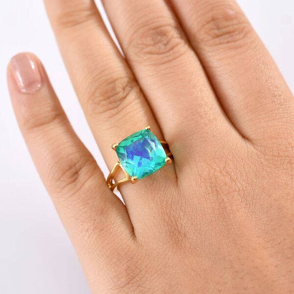 D’Joy Pfau Triplett Quarz Ring, 925 Silber 750 vergoldet - 7,86 ct. image number 3