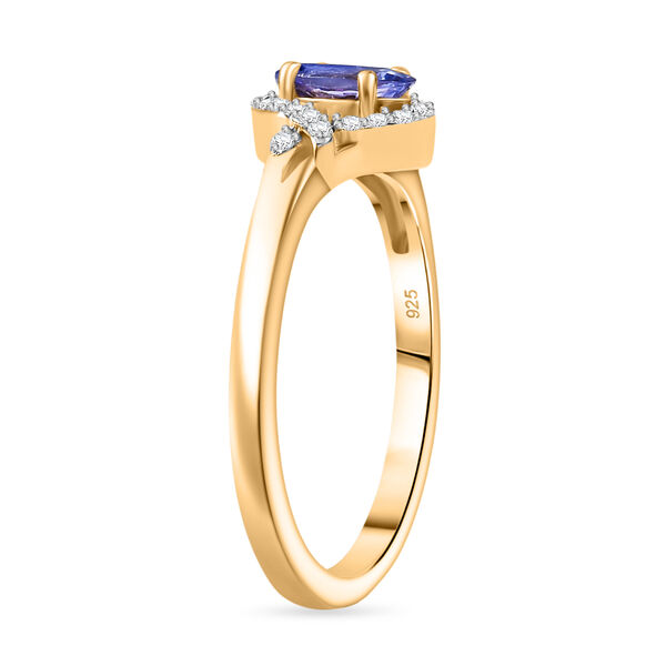 Tansanit und Zirkon Ring, 925 Silber 750 Gelbgold Vermeil - 0,65 ct. image number 5