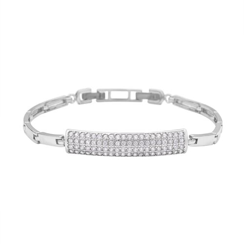 Weißes Zirkonia-Armband, ca. 19 cm, silberfarben image number 0