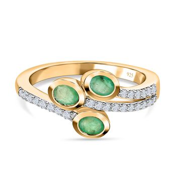 AA Kagem sambischer Smaragd und Zirkon Ring - 0,85 ct.