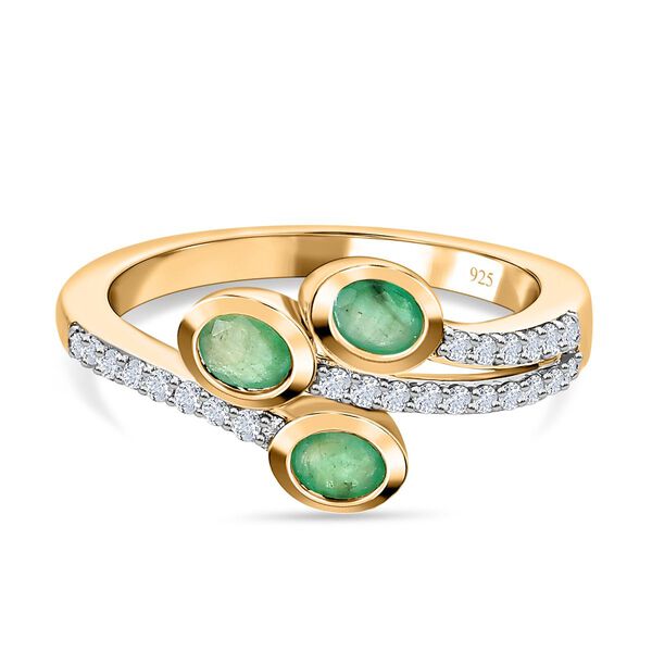 AA Kagem sambischer Smaragd und Zirkon Ring - 0,85 ct.