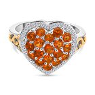 D'Joy AA Salamanca Feueropal, Weißer Zirkon Ring 925 Silber Rhodiniert und 750 Gelbgold Vermeil (Größe 19.00) ca. 1,22 ct