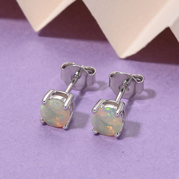 D'Joy Nat&uuml;rlicher, &auml;thiopischer Welo Opal Ohrringe 925 Silber Rhodiniert (10-15 Werktage Lieferzeit) ca. 0.90 ct image number 1