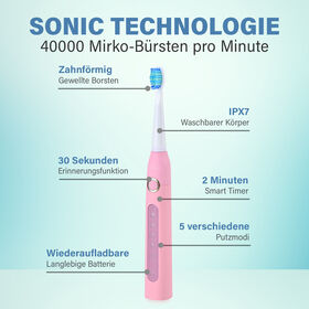 Fairywill- Zahnbürste mit 4 Bürstenköpfen, Rosa