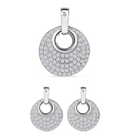 Weißer Zirkonia Schmuckset 925 Silber rhodiniert