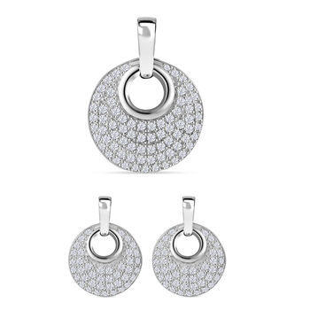 Wei&szlig;er Zirkonia Schmuckset 925 Silber rhodiniert