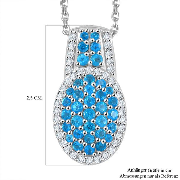 Neon Apatit und Zirkon Anhänger mit 45cm Kette - 1,81 ct. image number 7