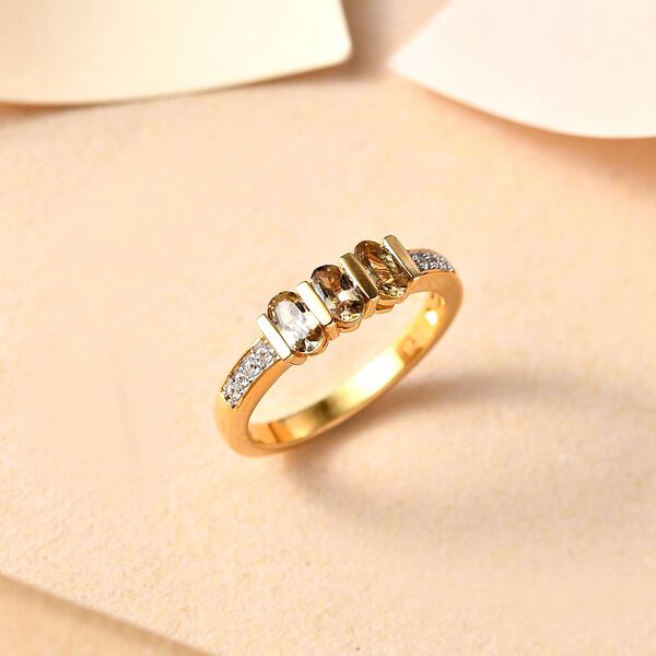 AA natürlicher goldener Tansanit und Zirkon Ring - 0,85 ct. image number 2