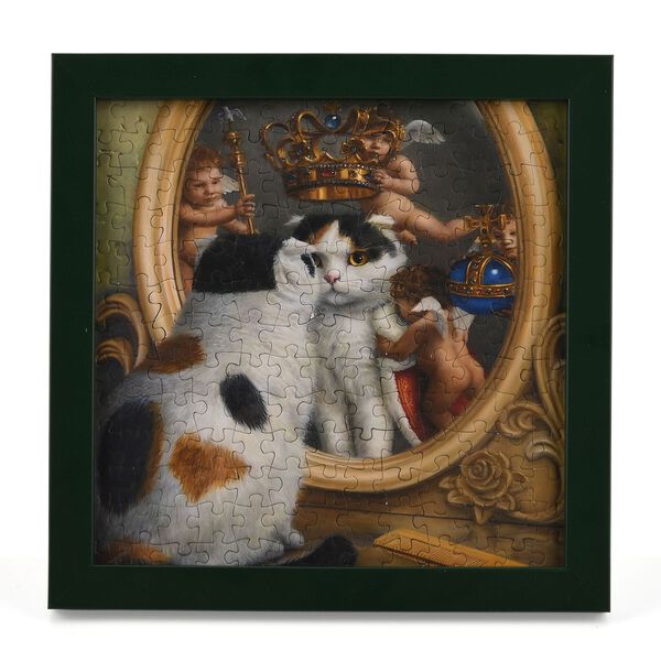 LIVMORE DIY Bilderrahmen Puzzle Bastelset, 169 Teile, Katzen Motiv, 18,1x13x18,1cm, Beige image number 4