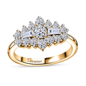 LUXURIANT DIAMOND - Lab Grown Diamant SI-GH SGL zertifiziert Ring 925 Silber 750 Gelbgold Vermeil (Gr&ouml;&szlig;e 17.00) ca. 1.00 ct