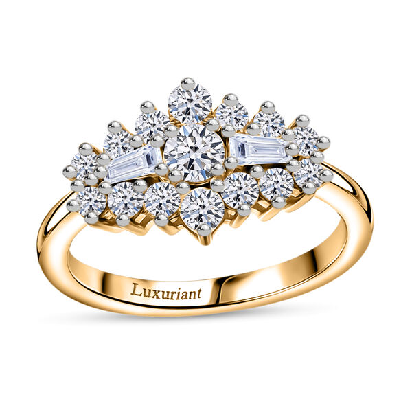 LUXURIANT DIAMOND - Lab Grown Diamant SI-GH SGL zertifiziert Ring 925 Silber 750 Gelbgold Vermeil (Gr&ouml;&szlig;e 17.00) ca. 1.00 ct image number 4