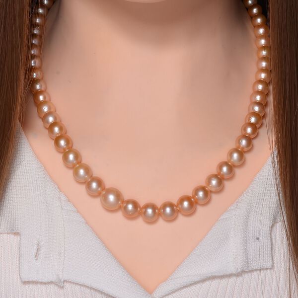 Edison Perle 50cm Halskette, 925 Silber vergoldet image number 7