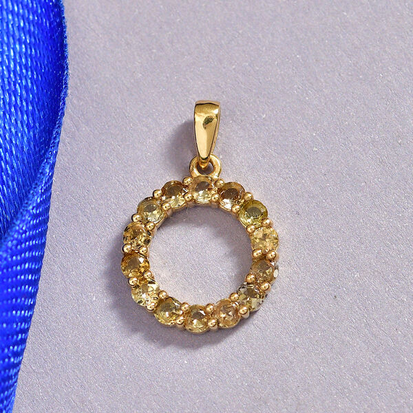 D'Joy AA Nat&uuml;rlicher goldener Tansanit Anh&auml;nger 925 Silber 750 Gelb Vergoldet ca. 1,26 ct. image number 1