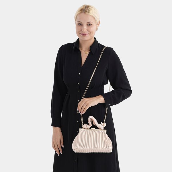 Plissiertes Design Crossbody Bag mit Knotenhenkel, 23 x 10 x 15 cm, Gold image number 2