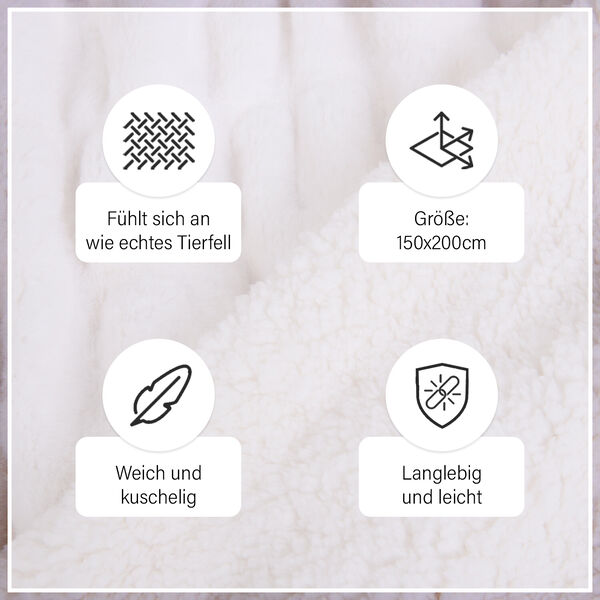Serenity Night: Luxusdecke aus Kunstfell, Größe 150x200 cm, Weiß image number 14