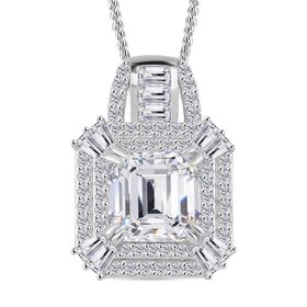 Moissanit Anhänger mit Kette, 925 Silber platiniert, 925 Silber rhodiniert ca. 3.89 ct