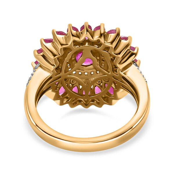 Afrikanischer Rubin (Fissure gef&uuml;llt) Ring, 925 Silber Gelbgold Vermeil, (Gr&ouml;&szlig;e 17.00) ca. 3.44 ct image number 6