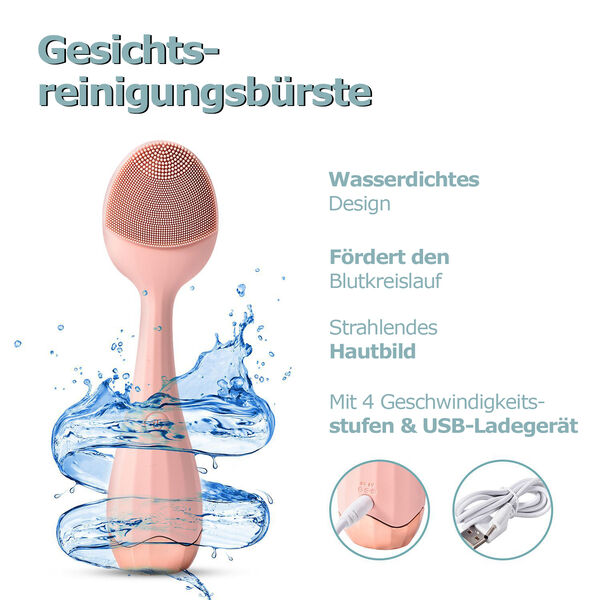 Elektrische Gesichtsreinigungsb&uuml;rste mit USB-Kabel, Rosa image number 4