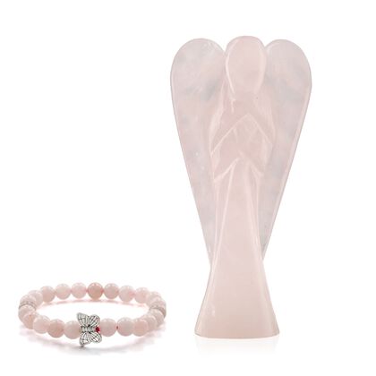 Handgefertigtes Rosenquarz-Geschenkset