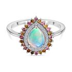 D'Joy AA Natürlicher, äthiopischer Welo Opal, Mehrfarbig-Turmalin Ring 925 Silber rhodiniert (Größe 17.00) ca. 1.74 ct