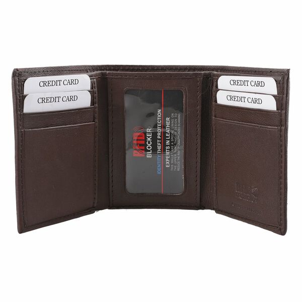 Klassische Geldbörse, 100% echtes Leder, RFID geschützt, braun image number 5