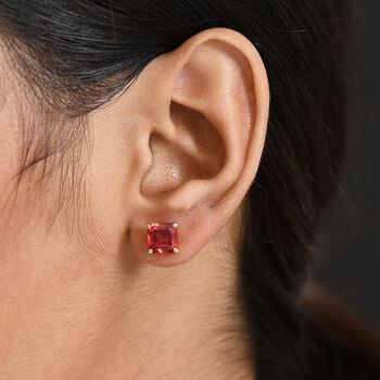 Lab Grown Padparadscha-Saphir Ohrringe 925 Silber 750 Gelb Vergoldet ca. 4.97 ct