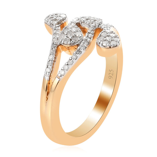 Diamant Bypass Ring 925 Silber Gelbgold Vermeil image number 5