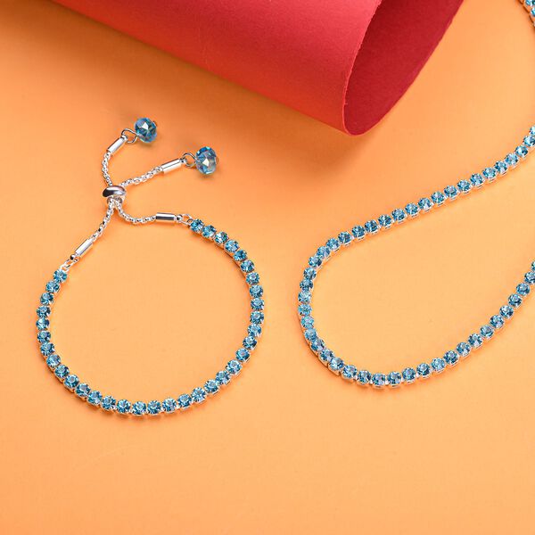 Blaue Kristall-Halskette mit Armband - 14,50 ct. image number 2