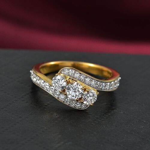 Lab Grown Diamant SI Ring 925 Silber 750 Gelbgold Vermeil (Größe 20.00) ca. 1,00 ct image number 1