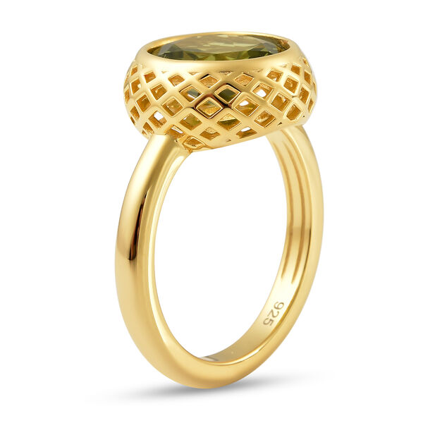 Peridot Solit&auml;r Ring 925 Silber Gelbgold Vergoldet image number 3